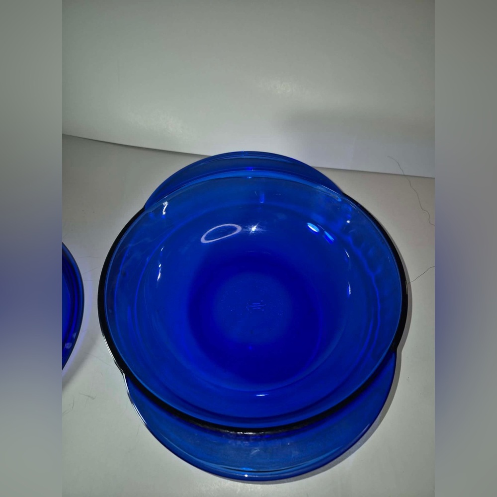 Vintage Blue Cobalt Glass Round Baking Dish with Lid, Handles 2qt Anchor Hocking - Picture 7 of 16